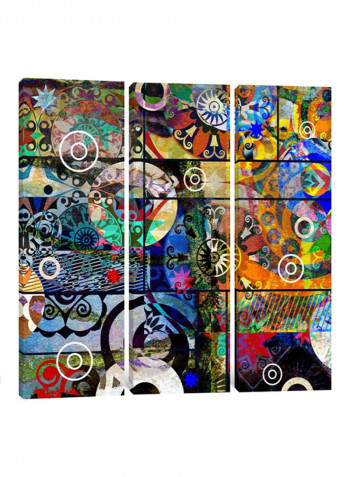 3-Piece Canvas Print Circles Wall Art Multicolour 100 x 100 x 3.5centimeter