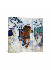 3-Piece Canvas Print Galloping Horse Wall Art Multicolour 100 x 100 x 3.5centimeter