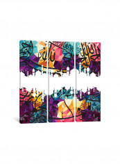 3-Piece Islamic Art Abstract Islamic Canvas Painting Set Multicolour 100x100x3.5centimeter
