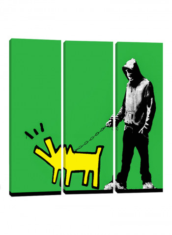 3-Piece Canvas Print Banksy Choose Your Weapon Keith Haring Dog Multicolour 100 x 100 x 3.5centimeter