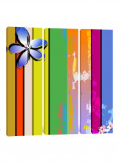 3-Piece Canvas Print Flower And The Rainbow Wall Art Multicolour 100 x 100 x 3.5centimeter
