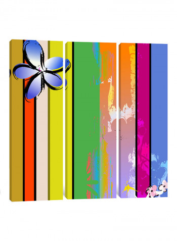 3-Piece Canvas Print Flower And The Rainbow Wall Art Multicolour 100 x 100 x 3.5centimeter