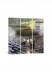 3-Piece Ducks Canvas Painting Set Multicolour 100x100x3.5centimeter