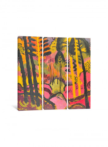 3-Piece Trunks And Foliage Canvas Painting Set Multicolour 100x100x3.5centimeter