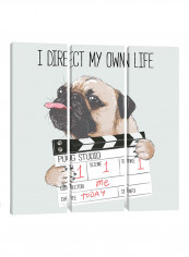 3-Piece Canvas Print Pug Director Wall Art Multicolour 100 x 100 x 3.5centimeter