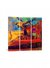 3-Piece Canvas Print Reds Flowing Wall Art Multicolour 100 x 100 x 3.5centimeter