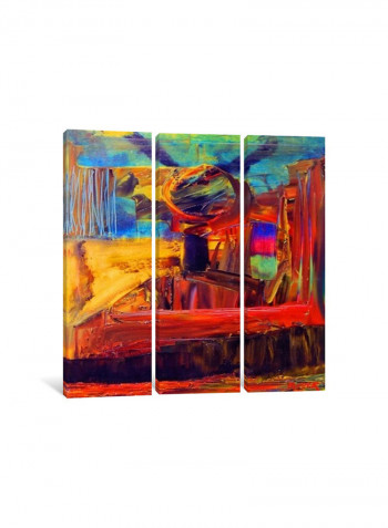 3-Piece Canvas Print Reds Flowing Wall Art Multicolour 100 x 100 x 3.5centimeter