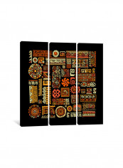 3-Piece Canvas Print Tribal Sketches Wall Art Multicolour 100 x 100 x 3.5centimeter