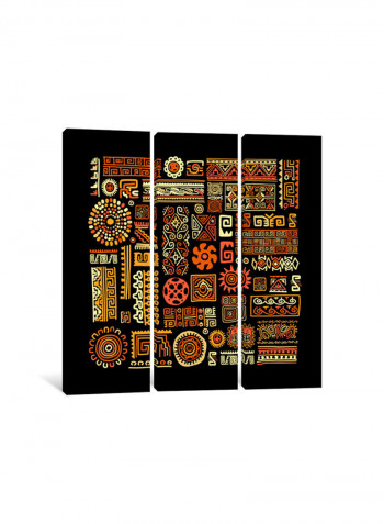 3-Piece Canvas Print Tribal Sketches Wall Art Multicolour 100 x 100 x 3.5centimeter