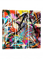 3-Piece Canvas Print Urban Grafitti Strokes Wall Art Multicolour 100 x 100 x 3.5centimeter