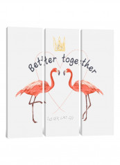 3-Piece Canvas Print Flamingo Love Wall Art Multicolour 100 x 100 x 3.5centimeter