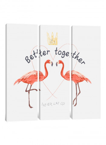 3-Piece Canvas Print Flamingo Love Wall Art Multicolour 100 x 100 x 3.5centimeter