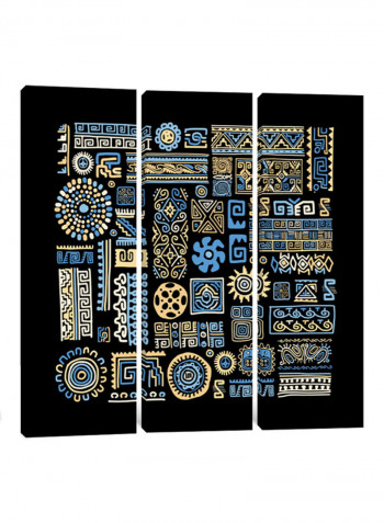 3-Piece Canvas Print Tribal Blue Wall Art Multicolour 100 x 100 x 3.5centimeter