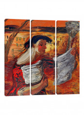 3-Piece Canvas Print Woman With Leaflets Wall Art Multicolour 100 x 100 x 3.5centimeter