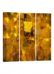 3-Piece Canvas Print Women Printed In Gold Wall Art Multicolour 100 x 100 x 3.5centimeter