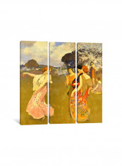 3-Piece Spring Dance Canvas Painting Set Multicolour 100x100x3.5centimeter