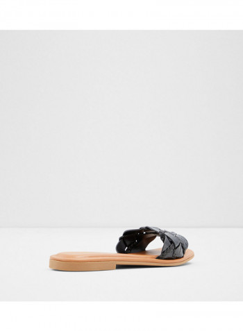 Lothelalian Textured Straps Flat Sandals Black