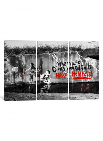 3-Piece Banksy Make Molotoys Canvas Painting Set Multicolour 230X153X3.5centimeter