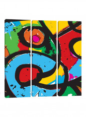 3-Piece Canvas Print Puncy Circle Wall Art Multicolour 100 x 100 x 3.5centimeter