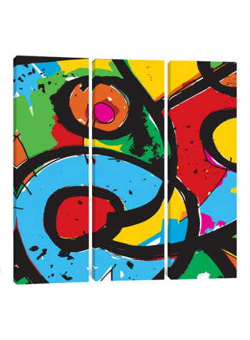 3-Piece Canvas Print Puncy Circle Wall Art Multicolour 100 x 100 x 3.5centimeter