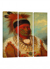 3-Piece Canvas Print White Cloud, Chief Of The Iowas Wall Art Multicolour 100 x 100 x 3.5centimeter