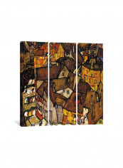3-Piece Crescent Of Houses Canvas Painting Set Multicolour 100x100x3.5centimeter
