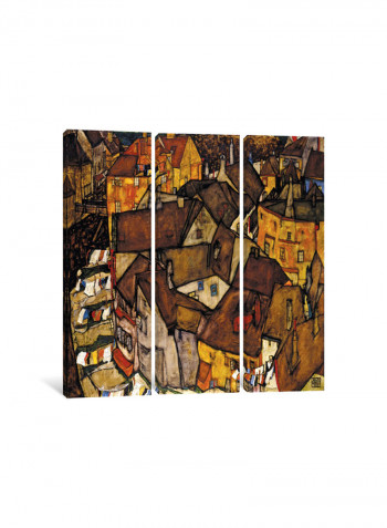 3-Piece Crescent Of Houses Canvas Painting Set Multicolour 100x100x3.5centimeter