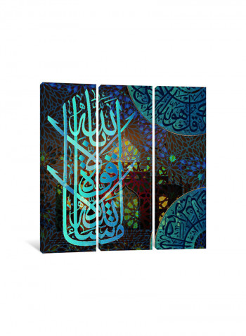 3-Piece Masha Allah Islamic Canvas Painting Set Multicolour 100x100x3.5centimeter