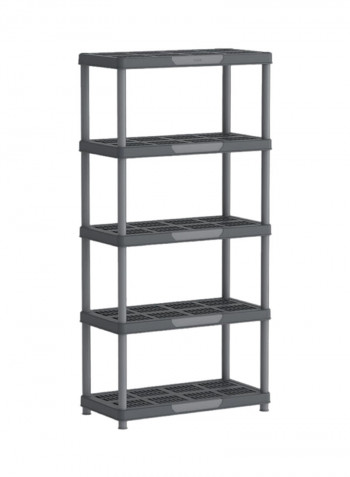 5-Tier Shelving Storage Resin Rack Grey 90x45x141.5cm