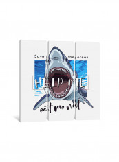 3-Piece Canvas Print Shark Attack Wall Art Multicolour 100 x 100 x 3.5centimeter
