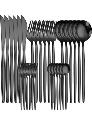 30-Piece Knife Fork Spoon Full Set Black