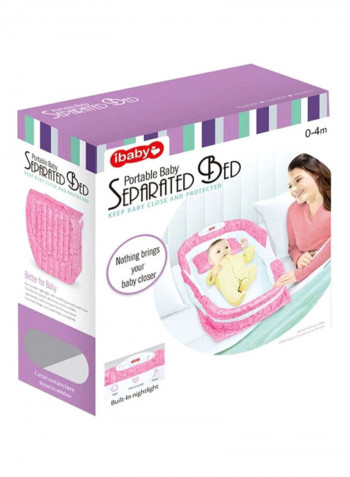 Portable Separated Bed - Pink/White
