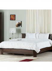 5-Piece Printed Spiro Super King Size Comforter Set Cotton White/Brown 260x220centimeter
