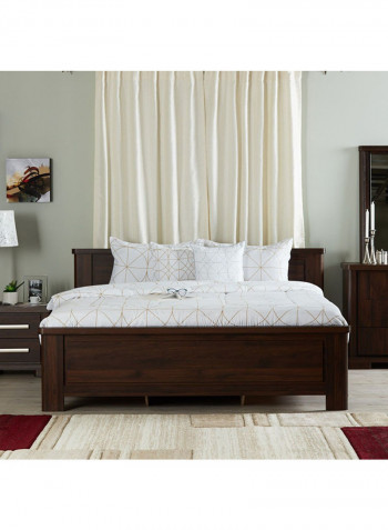 5-Piece Printed Spiro Super King Size Comforter Set Cotton White/Brown 260x220centimeter