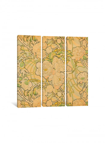 3-Piece Canvas Print Peonies Wall Art Multicolour 100 x 100 x 3.5centimeter