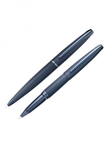 2-Piece ATX Brushed Ballpoint And Rollerball Pen Gift Set  Navy Blue