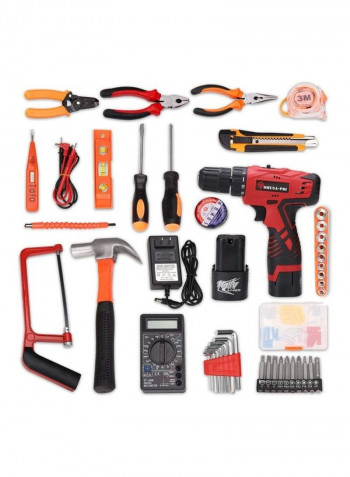 92-Piece Cordless Hammer Drill Tool Kit Multicolour