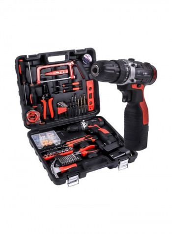 Cordless Hammer Drill Tool Kit Black/Red/Silver