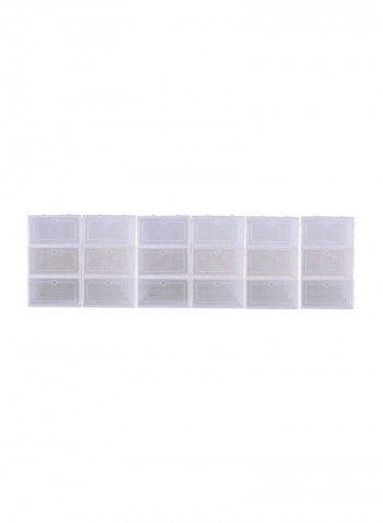 18-Piece Stackable Shoe Box Set Clear 33x23x14cm