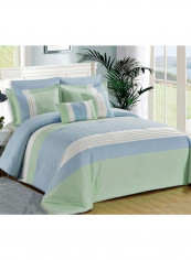 8-Piece Aristo Comforter Set Green/Blue/White 1 Comforter(260x240), 1 Fitted Sheet(200x200+30), 2 Pillowsham(50x70+5), 2 Pillow Case(50x70), 1 Decorative Cushion(40x40), 1 Decorative Cushion(30x50)centimeter