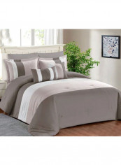 8-Piece Capture Comforter Set Grey/White/Pink