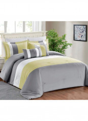 8-Piece Capture Comforter Set Grey/Yellow/White 1 Comforter(260x240), 1 Fitted Sheet(200x200+30), 2 Pillowsham(50x70+5), 2 Pillow Case(50x70), 1 Decorative Cushion(40x40), 1 Decorative Cushion(30x50)centimeter