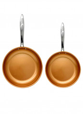 2-Piece Ultimate Nonstick Fry Pan Set Brown/Silver