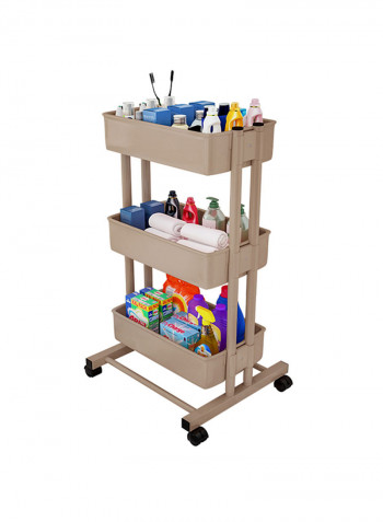 3-Tier Rolling Storage Utility Cart Brown