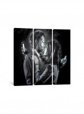 3-Piece Banksy Mobile Lovers Canvas Painting Set White/Black 100x100x3.5centimeter