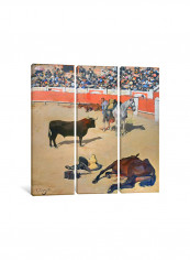 3-Piece Bullfights 2 Canvas Painting Set Multicolour 100x100x3.5centimeter