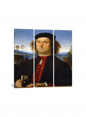 3-Piece Portrait Of Francesco Delle Opere Canvas Painting Set Multicolour 100x100x3.5centimeter