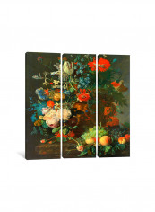 3-Piece Still Life With Flowers And Fruit Canvas Painting Set Multicolour 100x100x3.5centimeter