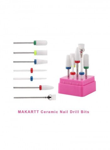 7-Piece B-24 Nail Drill Bits White/Silver/Green