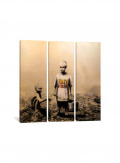 3-Piece Banksy I Hate Mondays Canvas Painting Set Multicolour 100x100x3.5centimeter